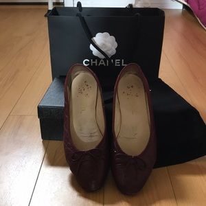 Chanel Ballerina Flats Burgundy Lambskin 39.5/8